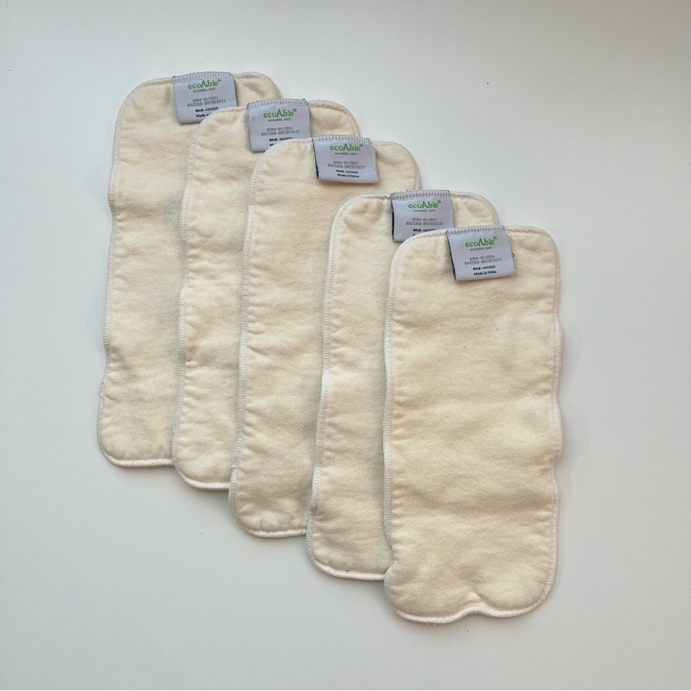 5 Bamboo Cloth Diaper Liners/Inserts